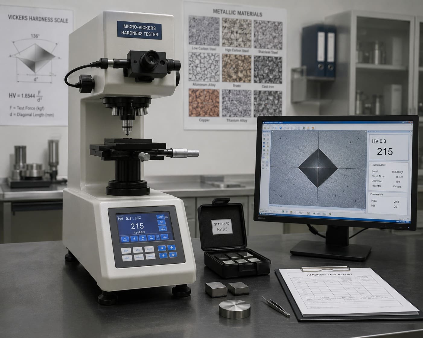 Micro-Vickers Hardness Tester at Quality Metallurgical Lab, Chennai