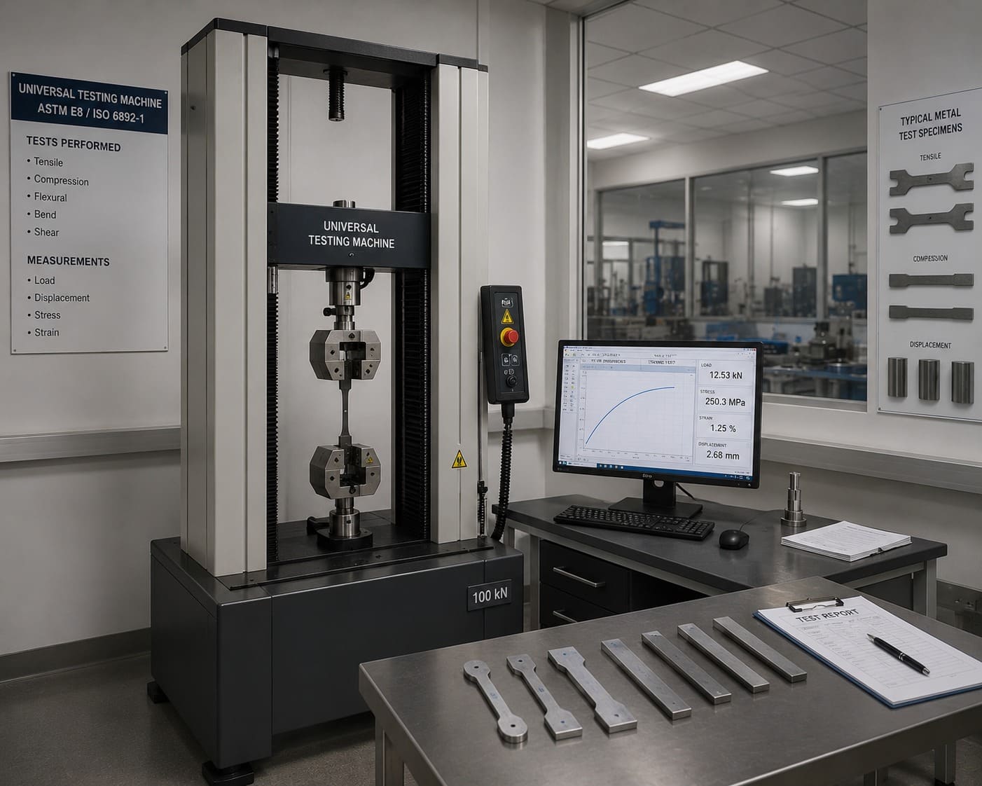 Universal Testing Machine (UTM) 100 kN at Quality Metallurgical Lab, Chennai